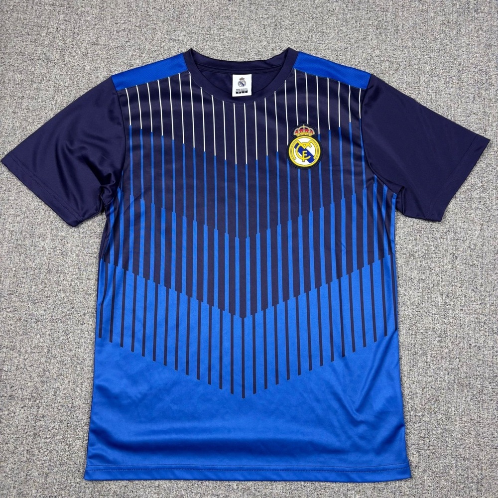 Real Madrid Soccer Jersey Mens‎ Small Navy Blue Pinstripe Chevron